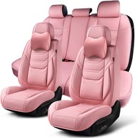 Pink Car Seat Covers Full Set - Breathable Leather