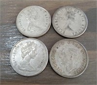 Four Canadian Silver Quarters
