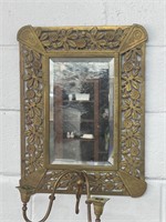 Vintage Beveled Glass Mirror Sconce Brass