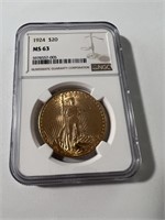 1924 Saint-Gaudens $20 gold coin
