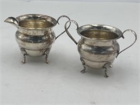Sterling cream and sugar footed vintage