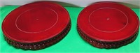 28 - PAIR OF ROUND WOODEN STANDS 2X11" (A96)