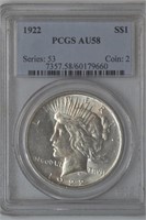 1922 Peace Silver Dollar PCGS AU58