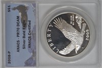 2008 Silver Modern Commemorative Bald Eagle ANACS