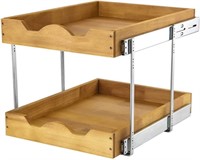2 Tier Wood Pull Out Cabinet Organizer