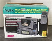 Yorx alarm clock radio with cassette