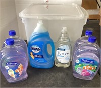 Tote of hand soap and dish soap