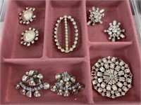(8) Pieces Vintage Rhinestone Jewelry