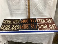 1944,45,46 Illinois Sets of License Plates,