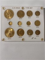 U.S. Gold Type Set in Case with 12 Coins