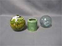vases and glass ball