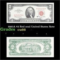 1963A $2 Red seal United States Note Grades Gem+ C