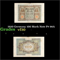 1920 Germany 100 Mark Note P# 96A Grades vf++