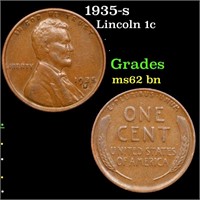 1935-s Lincoln Cent 1c Grades Select Unc BN