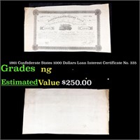 1861 Confederate States 1000 Dollars Loan Interest