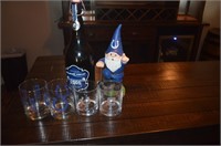 COLTS WHISKEY GLASSES, COLTS GNOME, NICE SET