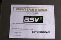 Duffy's Sale & Rental - $200 Gift Certificate