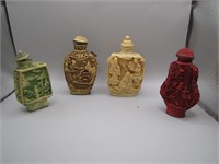 Lot of 4 Vintage Asian Snuff Bottles