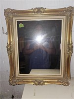 Mirror antique gold frame 26 x 21" approximately