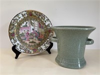 Chinoiserie Family Rose Decorative Plate & Planter