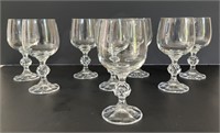 8 Vintage Claudia Crystal Wine & 8 Ice Tea Glasses