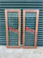 Pair of Original Matching Timber/Glass Bar Panrls