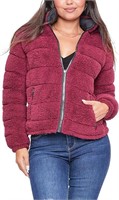 Womens Junior Faux Leather Sherpa Lined Jacket (L)