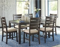 Rokane Dining Set and 6 Ladderback Chairs