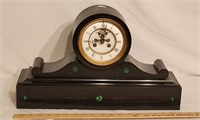Black Slate Inlaid Mantel Clock 20" X 12" Tall