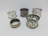 Various Napkin Ring Holders Lot of 5
