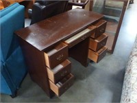 Wooden 7 drawer desk with chair
