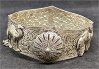 Silver Tone Engraved Bangle Bracelet