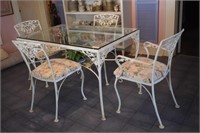 Iron and Glass Table Set 6 Chairs (2 not shown)