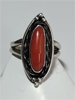 NA Sterling Silver Elongated Coral Ring
