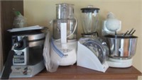 Kitchen appliances including Waffle maker, mixer,