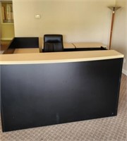 L SHAPED RECEPTION DESK, 2 LATERAL FILES, CHAIR