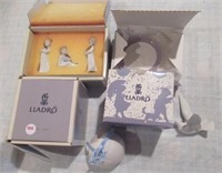 Lladro figures that includes bird, bell, opery