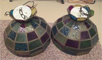 (2) "Stained Glass" hanging lamps.