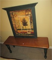 Wood coffee table. Measures:  18 1/2" H x 4 3/4"