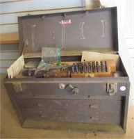 Kennedy metal machinist box with contents.