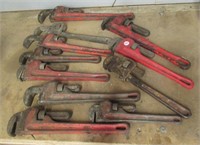 (11) Assorted pipe wrenches including Ridgid and