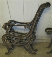 Ornate style pair of cast iron bench legs with