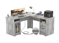 Unikito L Shaped Desk with Drawers, Corner