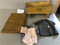 DOLL CRADLE AND CLOTHES