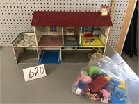 TIN DOLL HOUSE AND FURNITURE