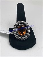 Citrine Ring size 9 German silver