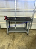 Heavy Duty Steel Table ,Vice ,Wheels    58”X Long