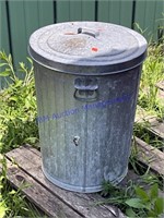 Galvanized trashcan