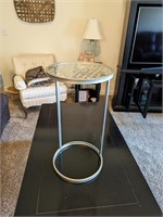 Metal glass top side table