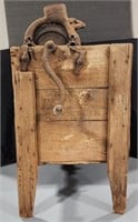 Antique Iron Blackhawk Corn Sheller w/Wood Box